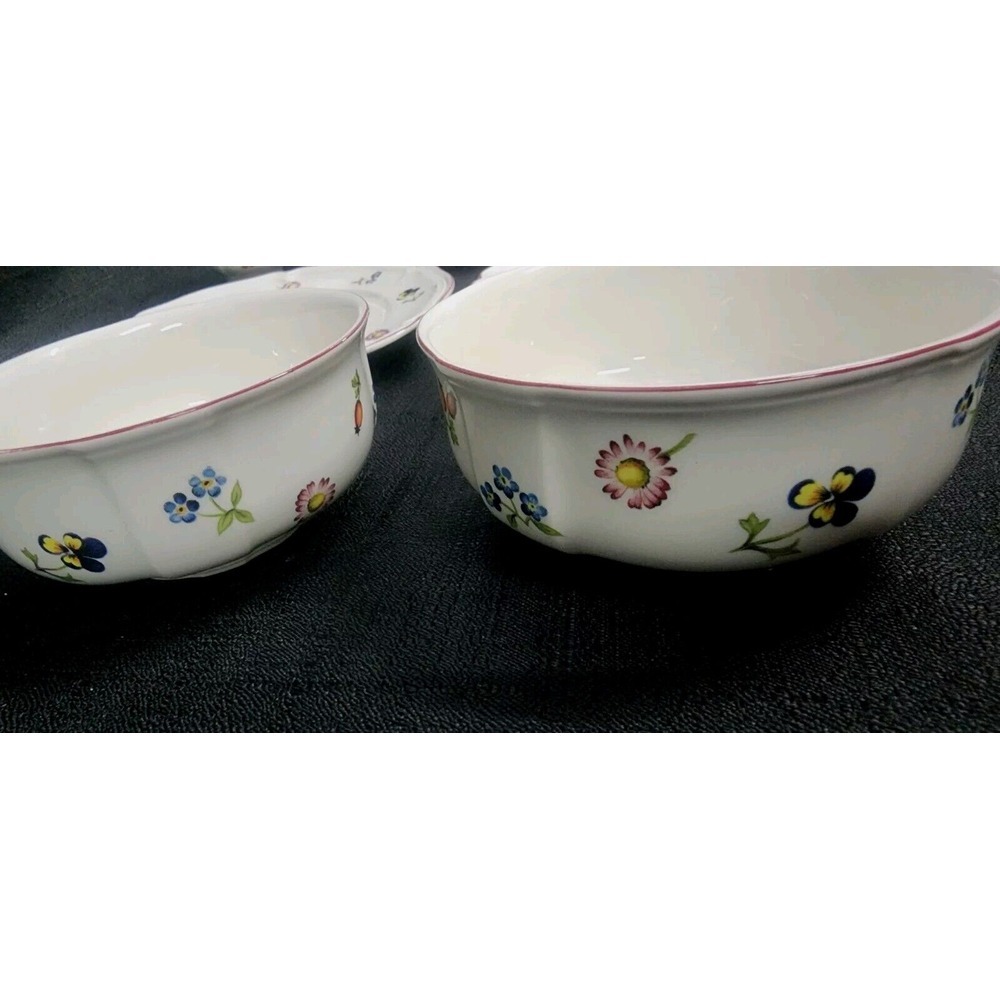 PETITE FLEUR Villeroy & Boch 8pc Set Salt Pepper Shaker Plates Bowls Saucers - Picture 9 of 15